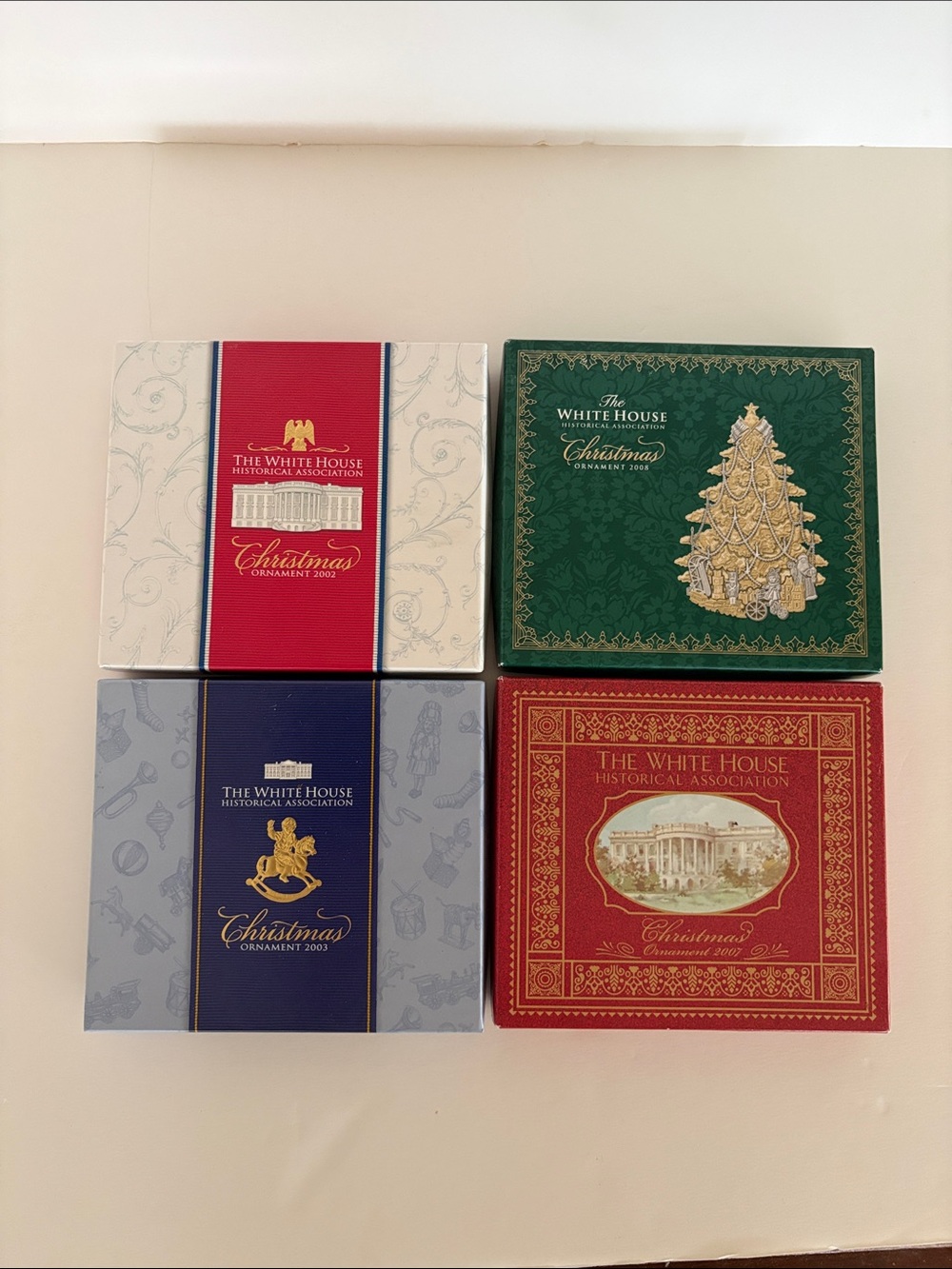 THE WHITE HOUSE HISTORICAL ASSOCIATION CHRISTMAS ORNAMENTS SET OF FOUR